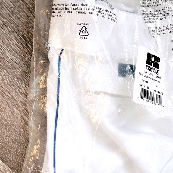 NWT RUSSELL ATHLETIC White Baseball Pants Blue Piped Diamond Series 2.0 Sz Small - Picture 5 of 16